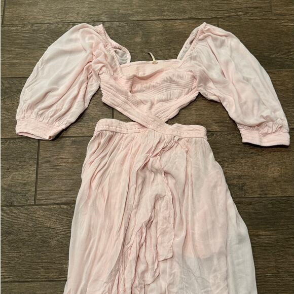 Free People Cross My Heart Cutout Maxi Dress in Rosewater Size Medium - Picture 5 of 8